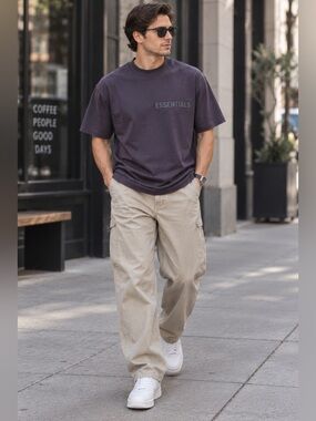 Fear of God Essentials Tee – Dark Plum/Purple – Size Small